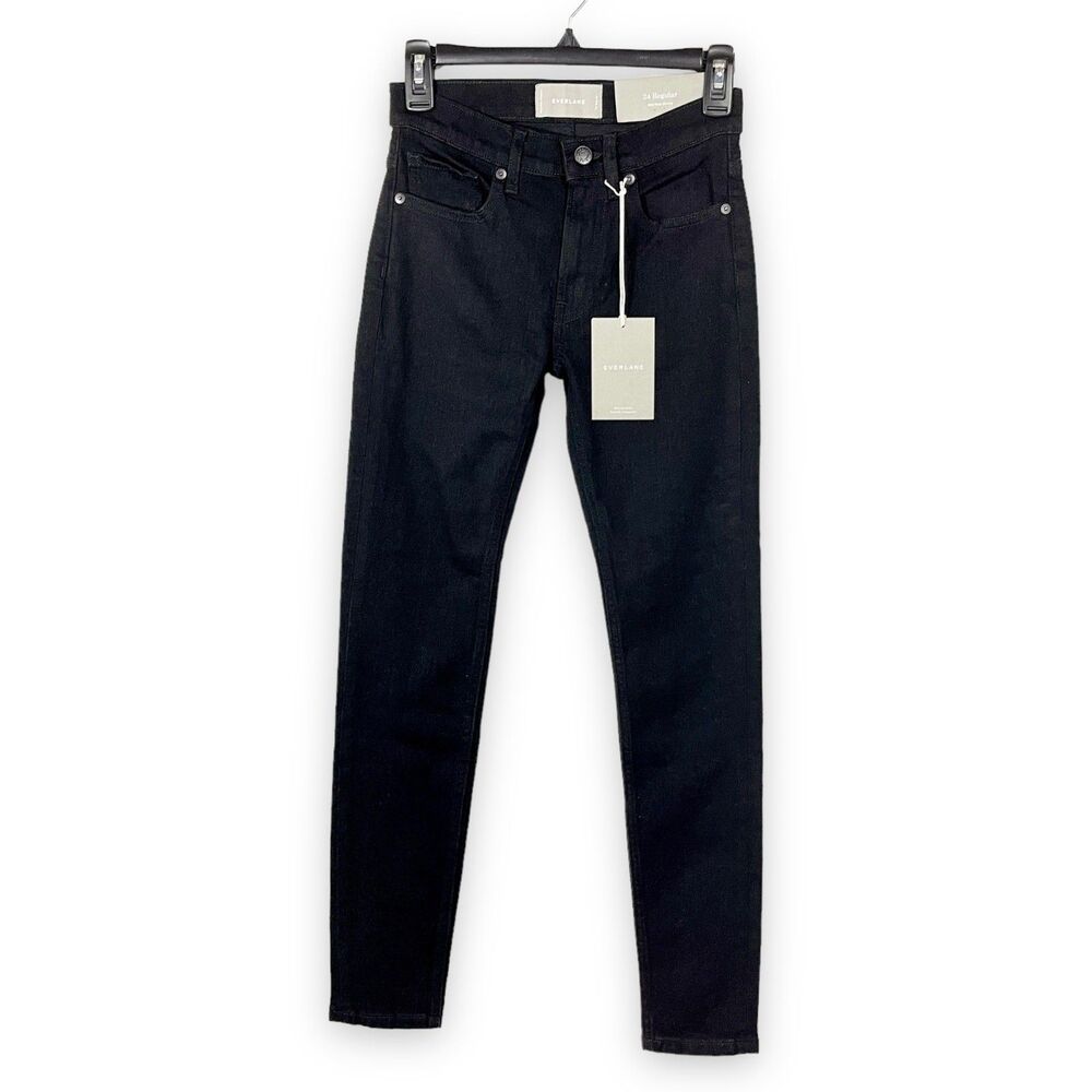 Everlane Black Mid-Rise Skinny Stretch Denim Jeans NEW Womens Sz 24 Regular